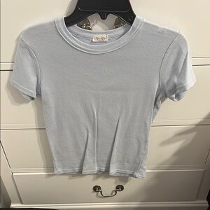 Brandy Melville Blue Fitted Ribbed Polo Tee